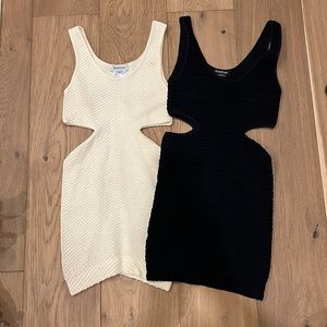 Bebe white and black bodycon dresses